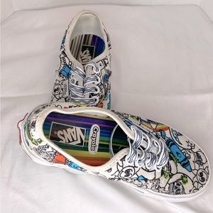 Canvas Vans kid’s size 12. White base with Crayola drawing print and theme laces
